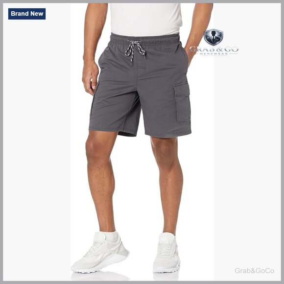 Other - Men's 9" Elastic Waist Cargo Shorts, 100% Cotton, 6 Pockets